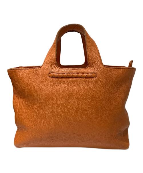 BOTTEGA VENETA（ボッテガベネタ）BOTTEGA VENETA (ボッテガベネタ) イントレチャートラインレザーハンドバッグ オレンジの古着・服飾アイテム