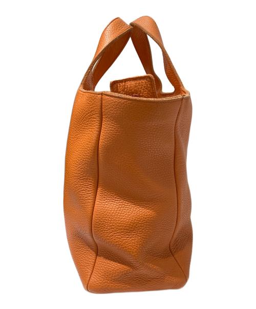BOTTEGA VENETA（ボッテガベネタ）BOTTEGA VENETA (ボッテガベネタ) イントレチャートラインレザーハンドバッグ オレンジの古着・服飾アイテム