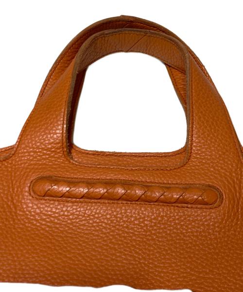 BOTTEGA VENETA（ボッテガベネタ）BOTTEGA VENETA (ボッテガベネタ) イントレチャートラインレザーハンドバッグ オレンジの古着・服飾アイテム