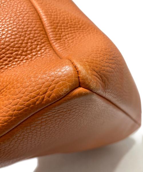 BOTTEGA VENETA（ボッテガベネタ）BOTTEGA VENETA (ボッテガベネタ) イントレチャートラインレザーハンドバッグ オレンジの古着・服飾アイテム