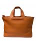 BOTTEGA VENETA（ボッテガベネタ）の古着「イントレチャートラインレザーハンドバッグ」｜オレンジ
