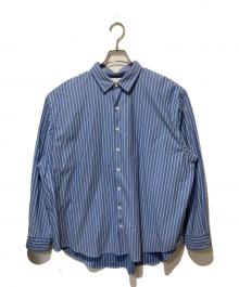 KANEMASA PHIL.（カネマサフィル）の古着「THICK AND THIN STRIPE ROYAL OX DRESS KNIT SHIRT」｜ブルー