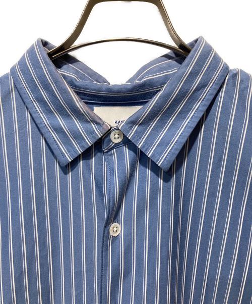 KANEMASA PHIL.（カネマサフィル）KANEMASA PHIL. (カネマサフィル) THICK AND THIN STRIPE ROYAL OX DRESS KNIT SHIRT ブルー サイズ:2の古着・服飾アイテム