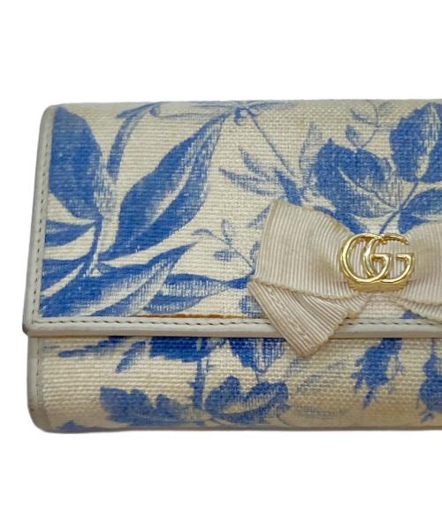 GUCCI（グッチ）GUCCI (グッチ) GGリボンコンチネンタルウォレット ホワイトの古着・服飾アイテム