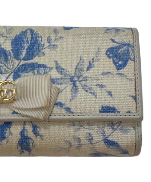 GUCCI（グッチ）GUCCI (グッチ) GGリボンコンチネンタルウォレット ホワイトの古着・服飾アイテム
