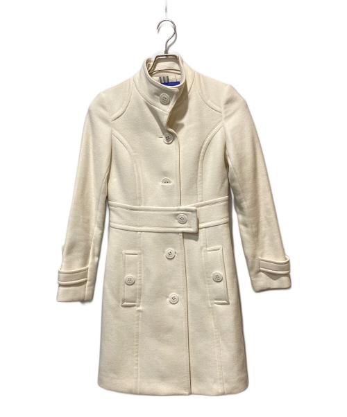 BURBERRY BLUE LABEL（バーバリー ブルー レーベル）BURBERRY BLUE LABEL (バーバリー ブルー レーベル) アンゴラ・カシミヤ混スタンドカラーコート アイボリー サイズ:38の古着・服飾アイテム