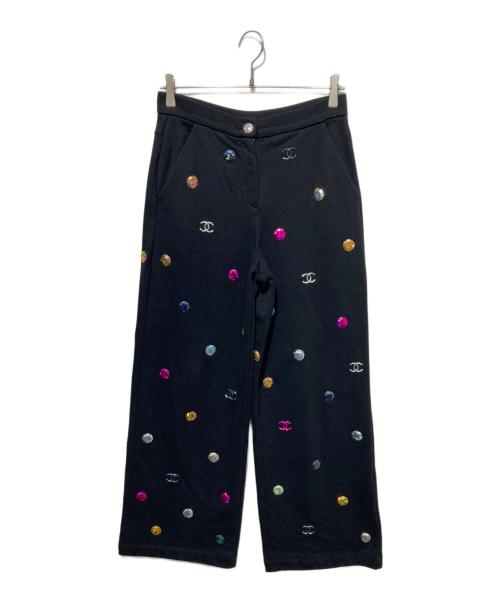CHANEL（シャネル）CHANEL (シャネル) ラインストーンスウェットパンツ ブラック サイズ:36の古着・服飾アイテム