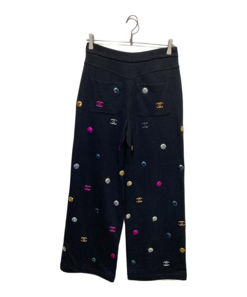 CHANEL（シャネル）CHANEL (シャネル) ラインストーンスウェットパンツ ブラック サイズ:36の古着・服飾アイテム
