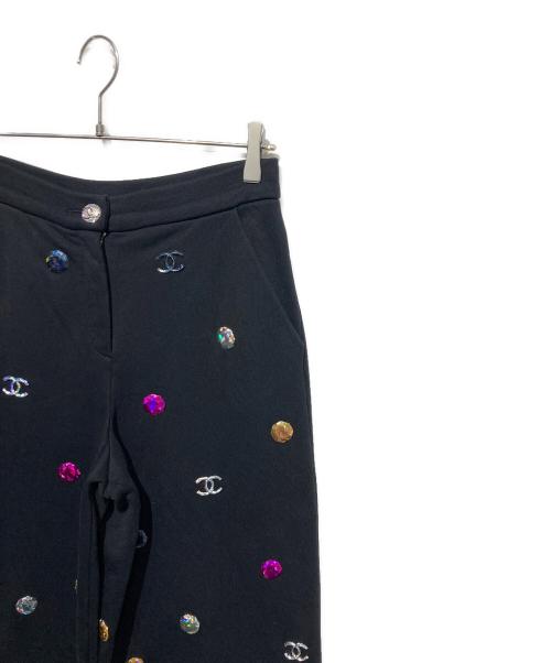 CHANEL（シャネル）CHANEL (シャネル) ラインストーンスウェットパンツ ブラック サイズ:36の古着・服飾アイテム