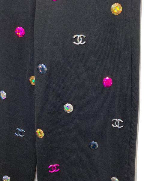 CHANEL（シャネル）CHANEL (シャネル) ラインストーンスウェットパンツ ブラック サイズ:36の古着・服飾アイテム