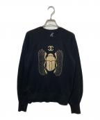 CHANELシャネル）の古着「ラメプリントカシミヤニット」｜ブラック×ゴールド