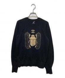 CHANEL（シャネル）の古着「ラメプリントカシミヤニット」｜ブラック×ゴールド