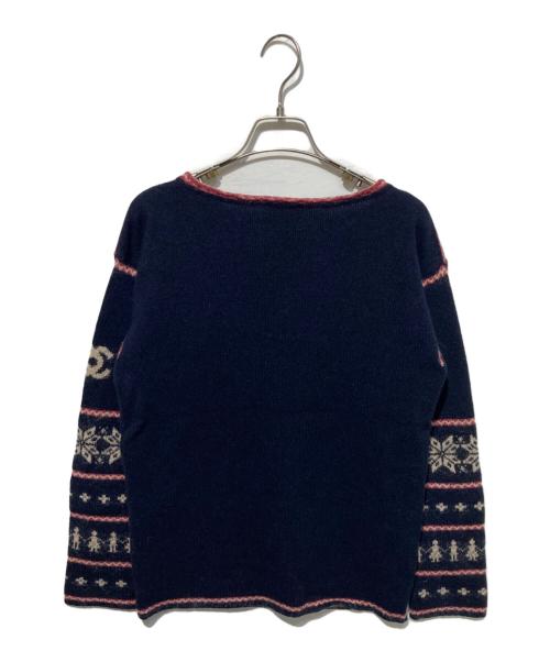 CHANEL（シャネル）CHANEL (シャネル) ココマークカシミヤモヘア混Vネックニット ネイビー サイズ:40の古着・服飾アイテム