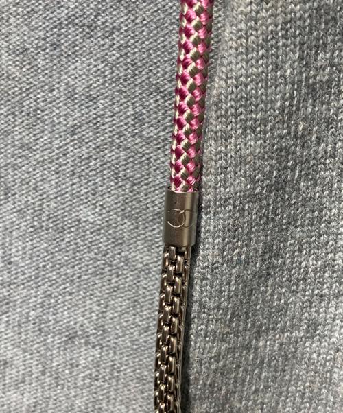 CHANEL（シャネル）CHANEL (シャネル) ココボタン チェーンロープデザインカシミヤ カーディガン グレー サイズ:34の古着・服飾アイテム