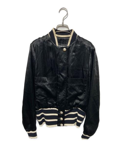 CHANEL（シャネル）CHANEL (シャネル) パールココボタン シルクサテンブルゾン ブラック サイズ:36の古着・服飾アイテム