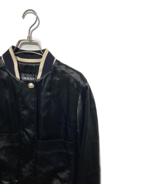 CHANEL（シャネル）CHANEL (シャネル) パールココボタン シルクサテンブルゾン ブラック サイズ:36の古着・服飾アイテム