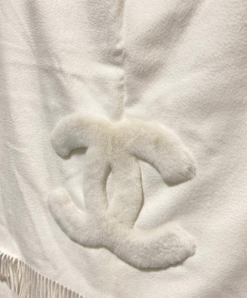 CHANEL（シャネル）CHANEL (シャネル) ココマークカシミヤ大判ストール ホワイトの古着・服飾アイテム