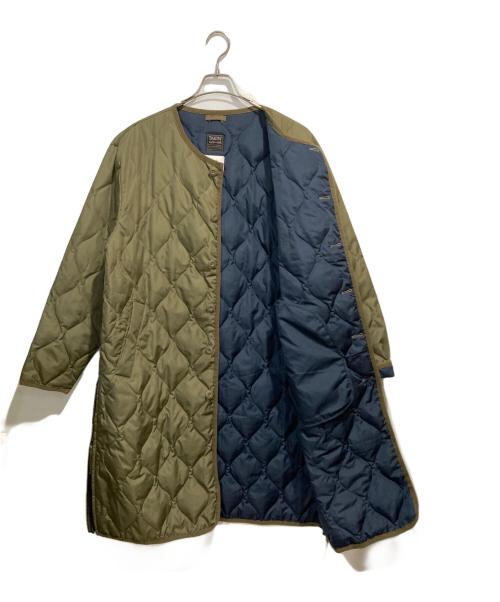 TAION（タイオン）TAION (タイオン) クルーネック ダウンコート カーキ サイズ:Lの古着・服飾アイテム