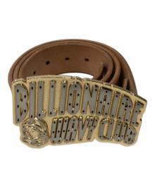 BILLIONAIRE BOYS CLUB（ビリオネアボーイズクラブ）の古着「ビッグロゴバックルベルト」｜ベージュ×ゴールド