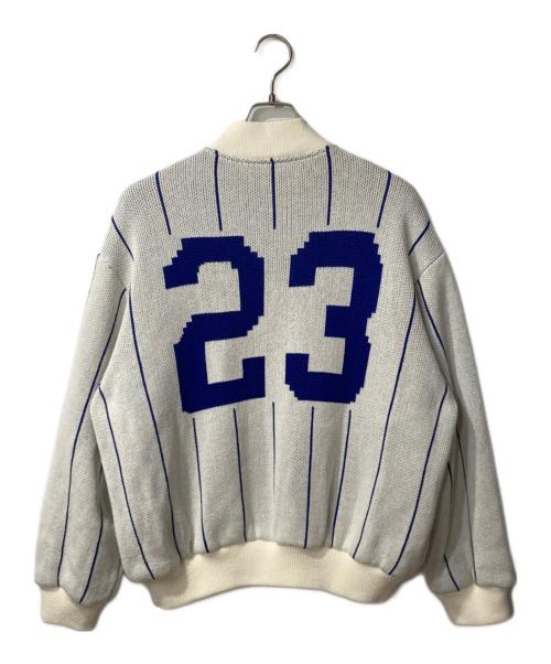 SUPREME（シュプリーム）SUPREME (シュプリーム) Pinstripe Varsity Zip Up Sweater / ピンストライプ バーシティ ジップ アップ セーター ブルー サイズ:Mの古着・服飾アイテム