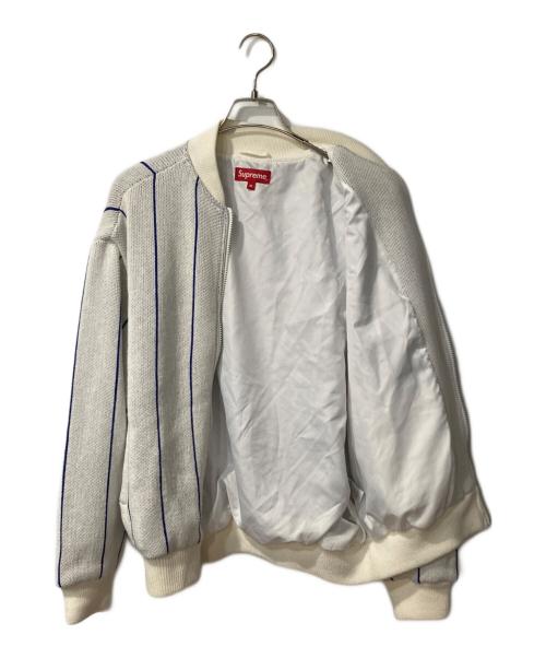 SUPREME（シュプリーム）SUPREME (シュプリーム) Pinstripe Varsity Zip Up Sweater / ピンストライプ バーシティ ジップ アップ セーター ブルー サイズ:Mの古着・服飾アイテム