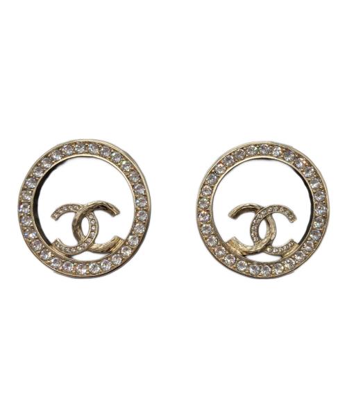 CHANEL（シャネル）CHANEL (シャネル) ラインストーンココマークピアス ゴールドの古着・服飾アイテム
