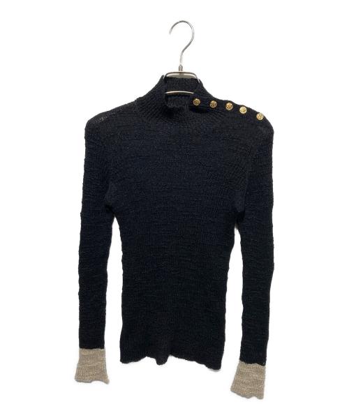 CHANEL（シャネル）CHANEL (シャネル) 金ボタンハイネックリブニット ブラック サイズ:38の古着・服飾アイテム