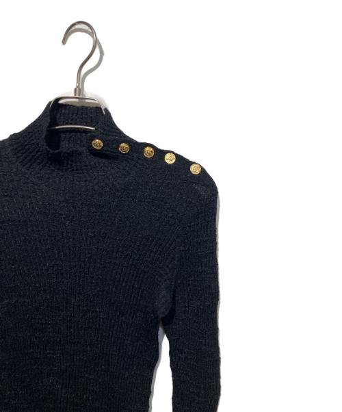 CHANEL（シャネル）CHANEL (シャネル) 金ボタンハイネックリブニット ブラック サイズ:38の古着・服飾アイテム