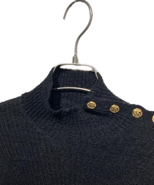 CHANEL（シャネル）CHANEL (シャネル) 金ボタンハイネックリブニット ブラック サイズ:38の古着・服飾アイテム