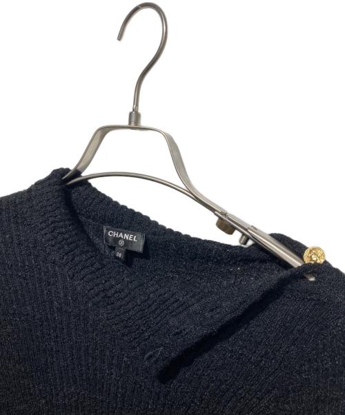 CHANEL（シャネル）CHANEL (シャネル) 金ボタンハイネックリブニット ブラック サイズ:38の古着・服飾アイテム