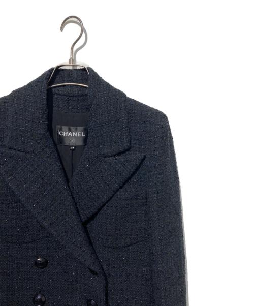 CHANEL（シャネル）CHANEL (シャネル) ツイードダブルコート ブラック サイズ:38の古着・服飾アイテム
