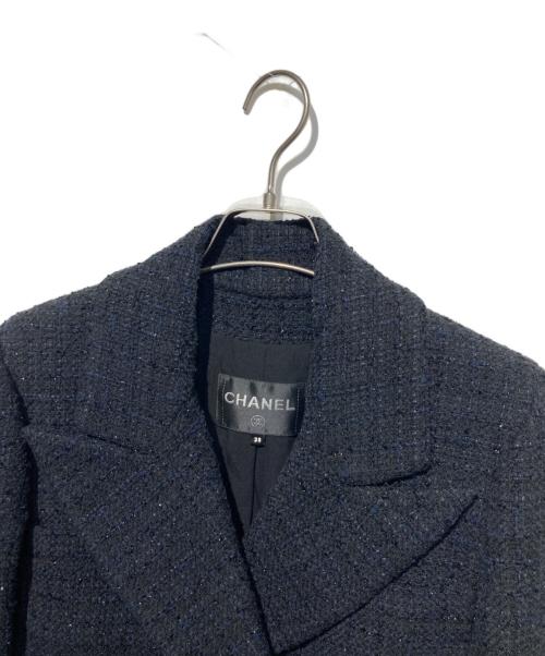 CHANEL（シャネル）CHANEL (シャネル) ツイードダブルコート ブラック サイズ:38の古着・服飾アイテム