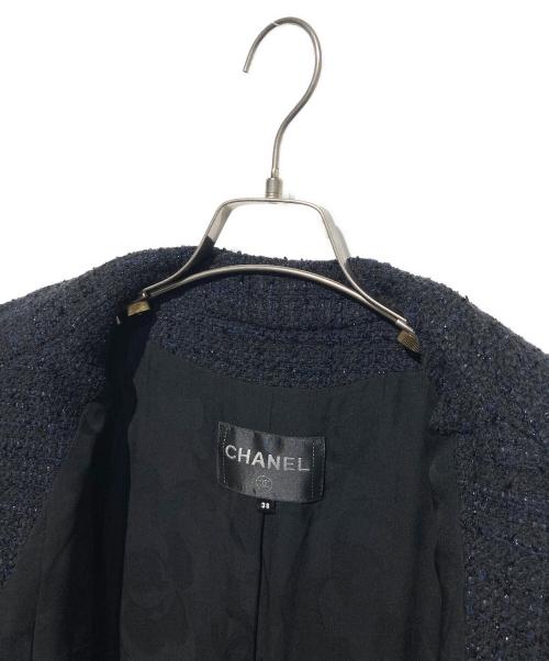 CHANEL（シャネル）CHANEL (シャネル) ツイードダブルコート ブラック サイズ:38の古着・服飾アイテム