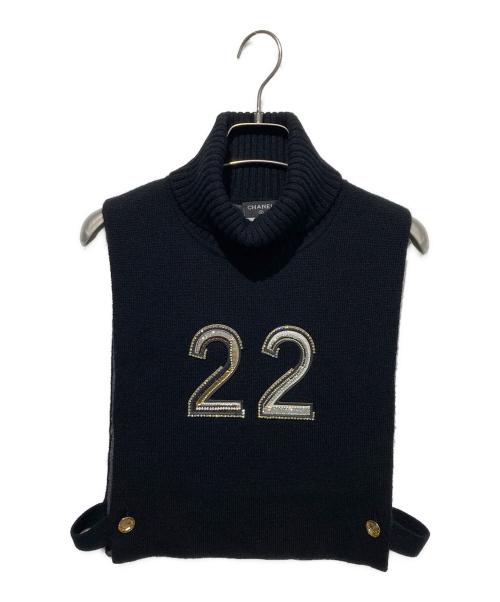 CHANEL（シャネル）CHANEL (シャネル) ココマークボタンカシミヤタートルニットベスト ブラック サイズ:Mの古着・服飾アイテム