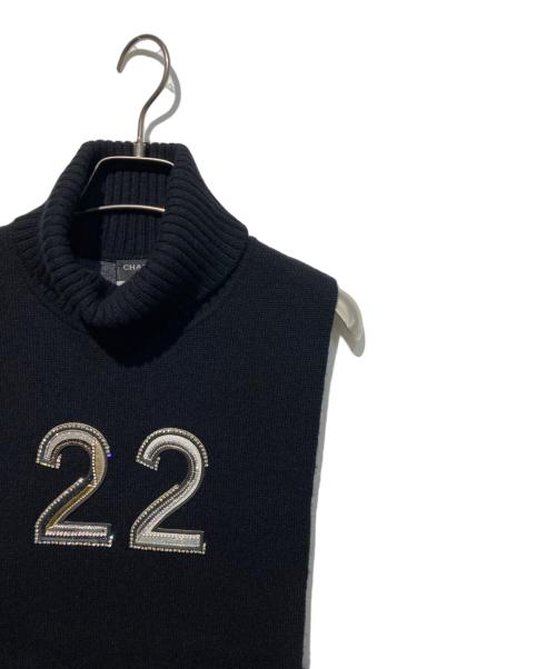 CHANEL（シャネル）CHANEL (シャネル) ココマークボタンカシミヤタートルニットベスト ブラック サイズ:Mの古着・服飾アイテム