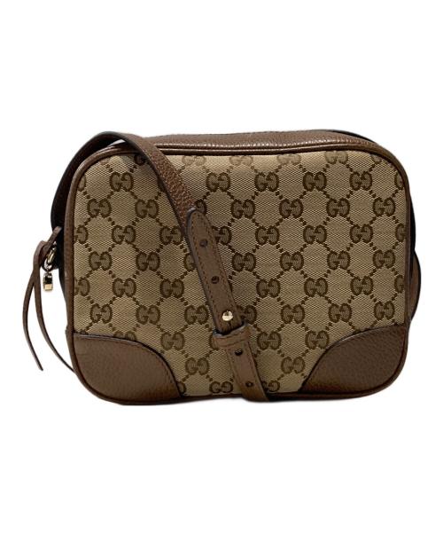 GUCCI（グッチ）GUCCI (グッチ) GGキャンバスレザーショルダーバッグ ベージュの古着・服飾アイテム