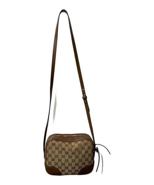 GUCCI（グッチ）GUCCI (グッチ) GGキャンバスレザーショルダーバッグ ベージュの古着・服飾アイテム