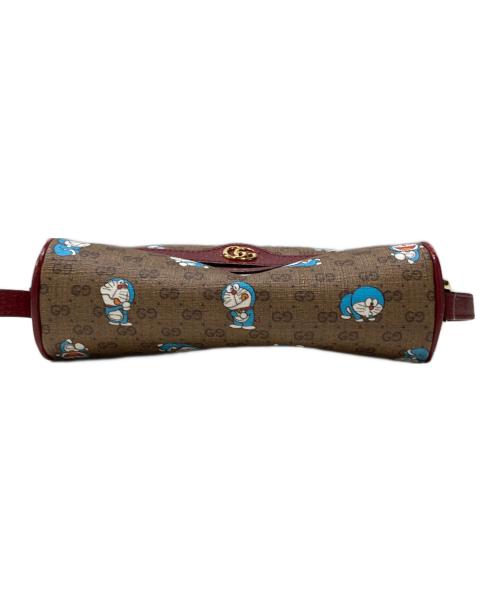 GUCCI（グッチ）GUCCI (グッチ) ドラえもん (ドラエモン) GGスプリーム ショルダーバッグ ブラウン×レッドの古着・服飾アイテム