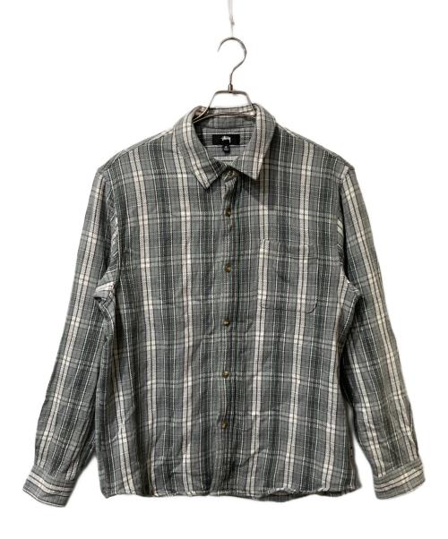 stussy（ステューシー）stussy (ステューシー) チェック柄コットンネルシャツ グレー サイズ:Mの古着・服飾アイテム