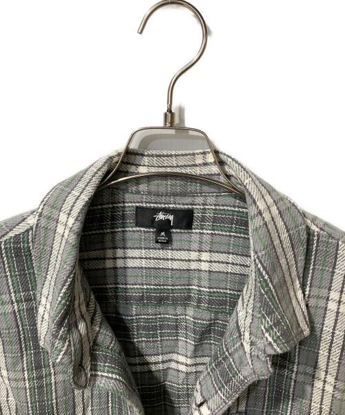 stussy（ステューシー）stussy (ステューシー) チェック柄コットンネルシャツ グレー サイズ:Mの古着・服飾アイテム