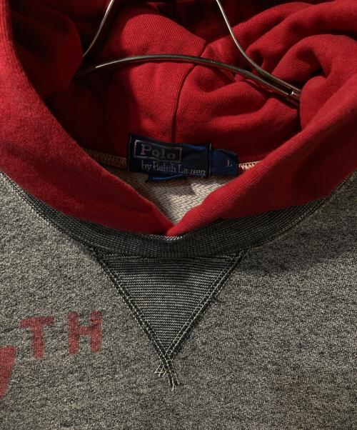 POLO RALPH LAUREN（ポロ・ラルフローレン）POLO RALPH LAUREN (ポロ・ラルフローレン) 90’s 後付けパーカー レッド×グレー サイズ:Lの古着・服飾アイテム