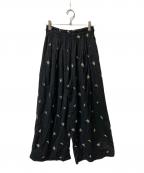 ne quittez pasヌキテパ）の古着「Cotton Voile Dot Leaf Embroidery Gather Pants」｜ブラック