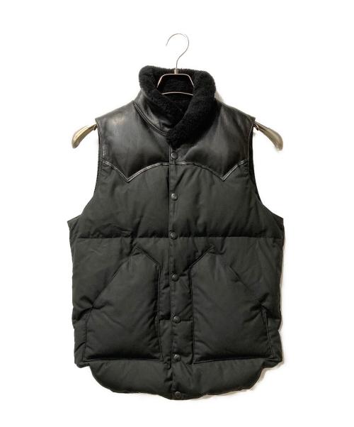 RockyMountainFeatherBed（ロッキーマウンテンフェザーベッド）RockyMountainFeatherBed (ロッキーマウンテンフェザーベッド) BEAUTY&YOUTH (ビューティーアンドユース) レザーヨークダウンベスト ブラック サイズ:SIZE 36の古着・服飾アイテム