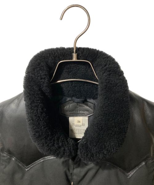 RockyMountainFeatherBed（ロッキーマウンテンフェザーベッド）RockyMountainFeatherBed (ロッキーマウンテンフェザーベッド) BEAUTY&YOUTH (ビューティーアンドユース) レザーヨークダウンベスト ブラック サイズ:SIZE 36の古着・服飾アイテム