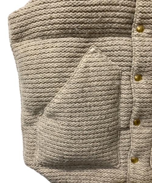 RockyMountainFeatherBed（ロッキーマウンテンフェザーベッド）RockyMountainFeatherBed (ロッキーマウンテンフェザーベッド) レザーヨークウールダウンベスト ベージュ×ブラウン サイズ:SIZE 36の古着・服飾アイテム