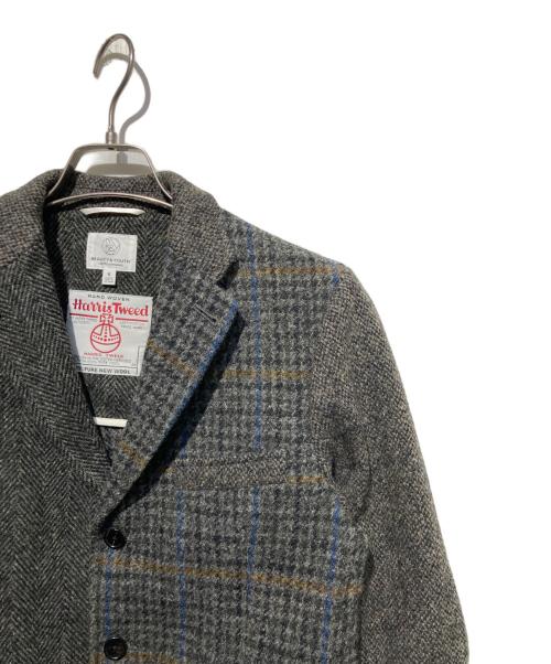 BEAUTY&YOUTH（ビューティーアンドユース）BEAUTY&YOUTH (ビューティーアンドユース) Harris Tweed (ハリスツイード) 3Bツイードジャケット グレー サイズ:Sの古着・服飾アイテム