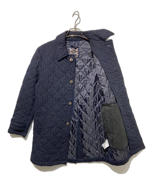 LAVENHAM（ラベンハム）LAVENHAM (ラベンハム) ストライプキルティングコート ネイビー サイズ:Sの古着・服飾アイテム