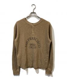 GOOD GRIEF!（グッドグリーフ）の古着「SFSC PRINTED HENLEY NECK TOP」｜ブラウン