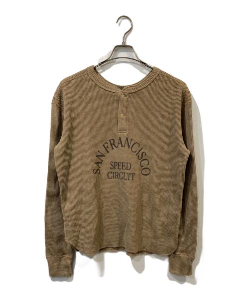 GOOD GRIEF!（グッドグリーフ）GOOD GRIEF! (グッドグリーフ) SFSC PRINTED HENLEY NECK TOP ブラウン サイズ:freeの古着・服飾アイテム