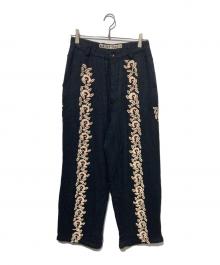 KARTIK RESEARCH（カーティックリサーチ）の古着「Floral Embroidered Trousers」｜ブラック